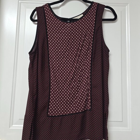 Loft women's shirt blouse sleeveless  camisole size large burgundy and print - Picture 1 of 3